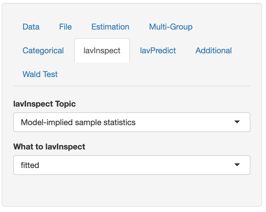 Seitenmenü lavInspect - Modellimplizierte Varianz-Kovarianzmatrix
