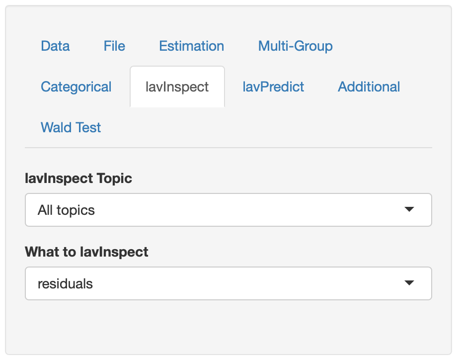 Seitenmenü lavInspect - Vergleich der modellimplizierten und der empirischen Varianz-Kovarianzmatrix