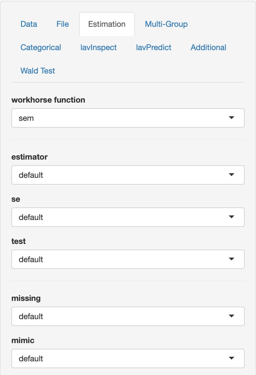 lavaanGUI Estimation