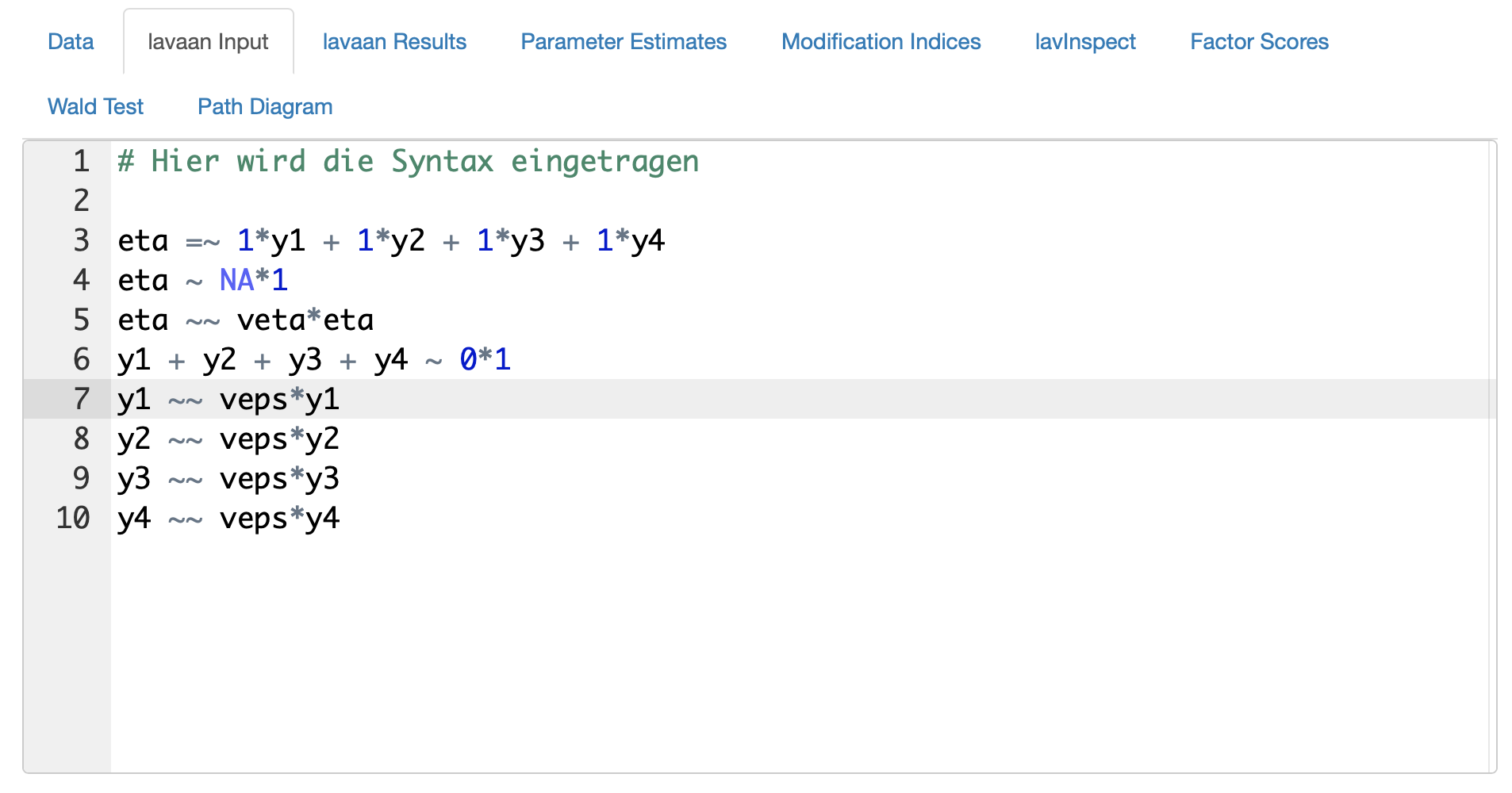 lavaanGUI lavaan Input